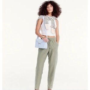J Crew $128 Women's Green Petite Seaside Pants in Linen Blend Size PL BF488